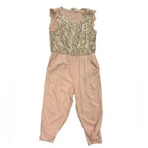 H&M Girls Pink Rose Gold Sequin Jumpsuit Size 2-3Y